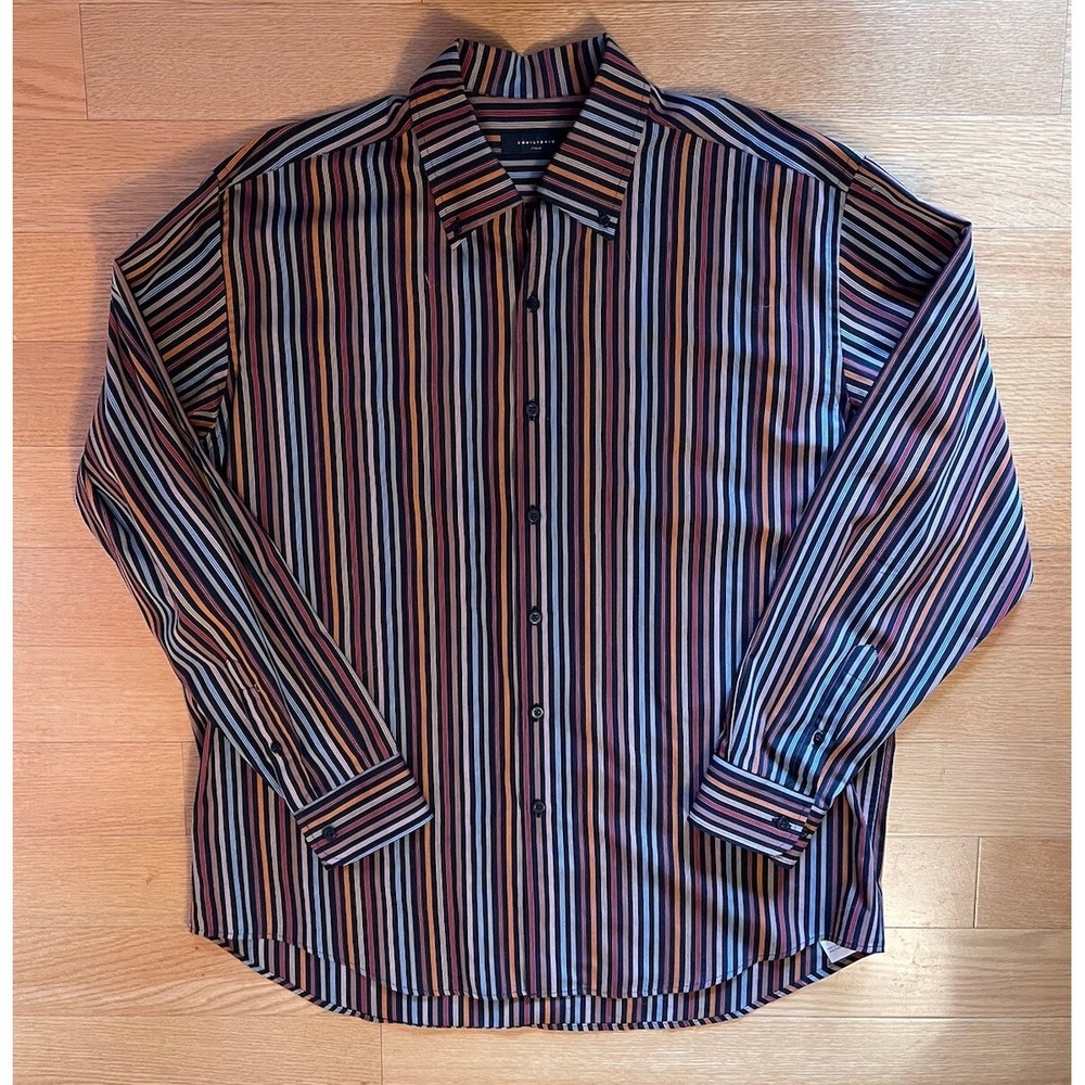 Equilibrio Striped Long Sleeve Button Down Dress Shirt Men's XL